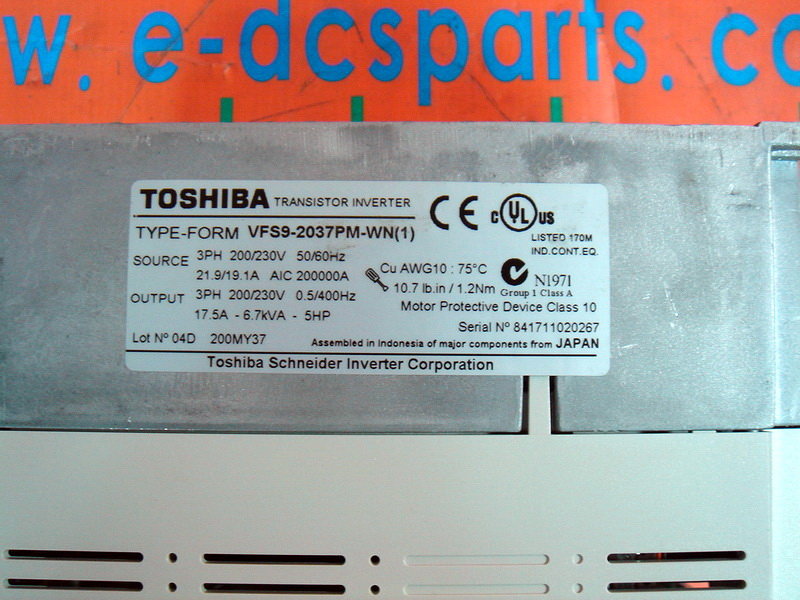 TOSHIBA VFS9-2037PM-WN(1) / VF-S9(200V-3.7KW) - PLC DCS SERVO